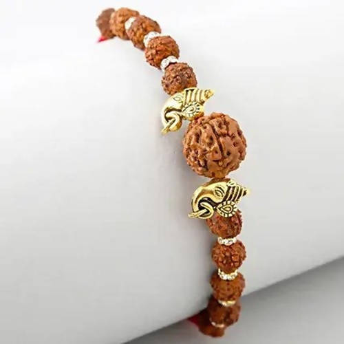 Rudraksha Divinity Rakhi & Kaju Katli Box | Swadesiicart