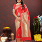 Lorenvalley Fashion Red Soft Silk Woven Design Gold Zari Weaving Saree - Swadesiicart