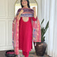 The52 Rani Gorgeous Embroidered Chanderi Silk Fabric Straight Kurta Pant with Dupatta Set - Swadesiicart