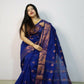 Exclusive Collection Beautiful Blue Cotton Silk Woven Handloom Saree With Running Blouse Piece - Swadesiicart