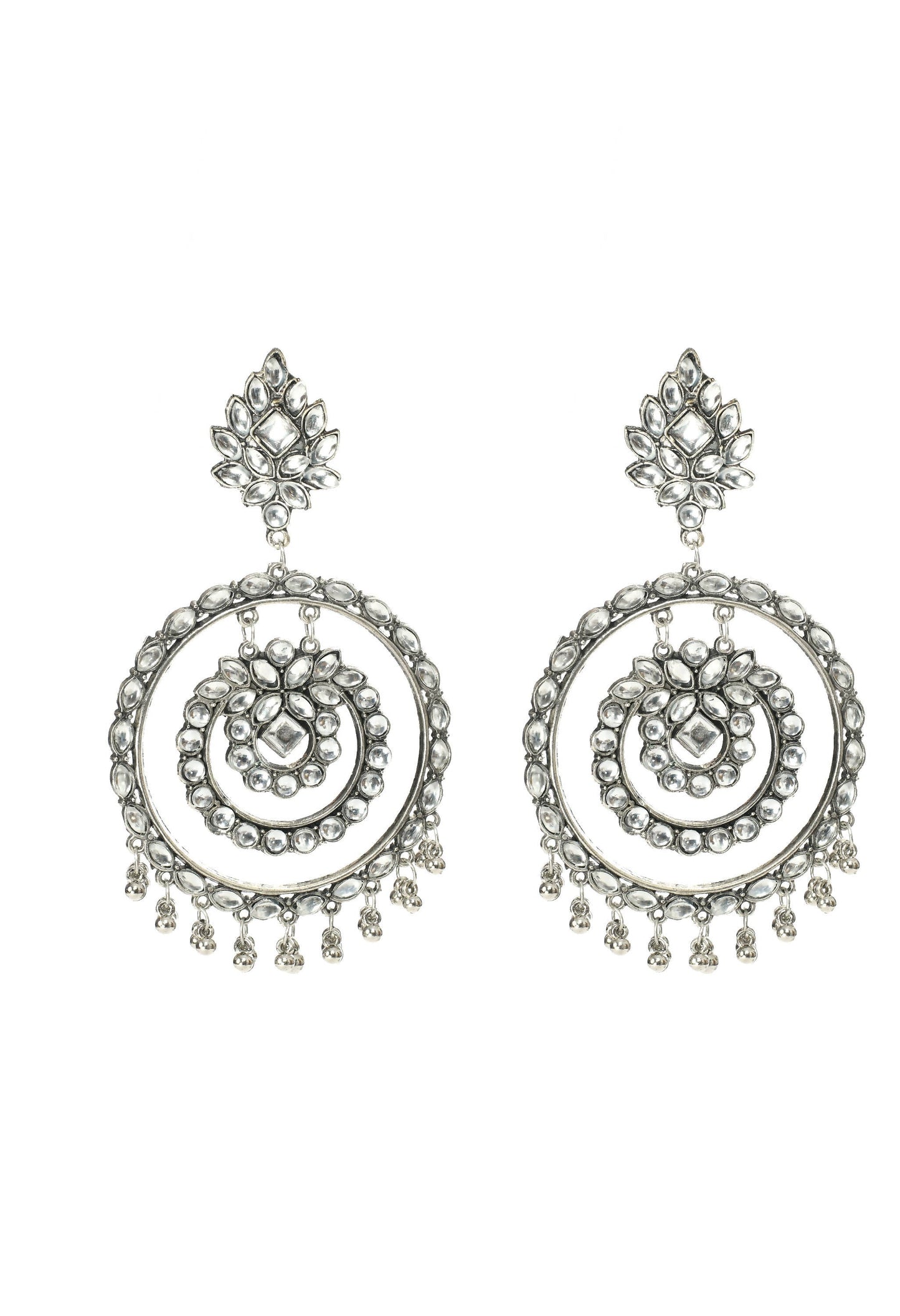 Mominos Fashion Johar Kamal Women's White Kundan Circles Earrings - Mominos Fashion