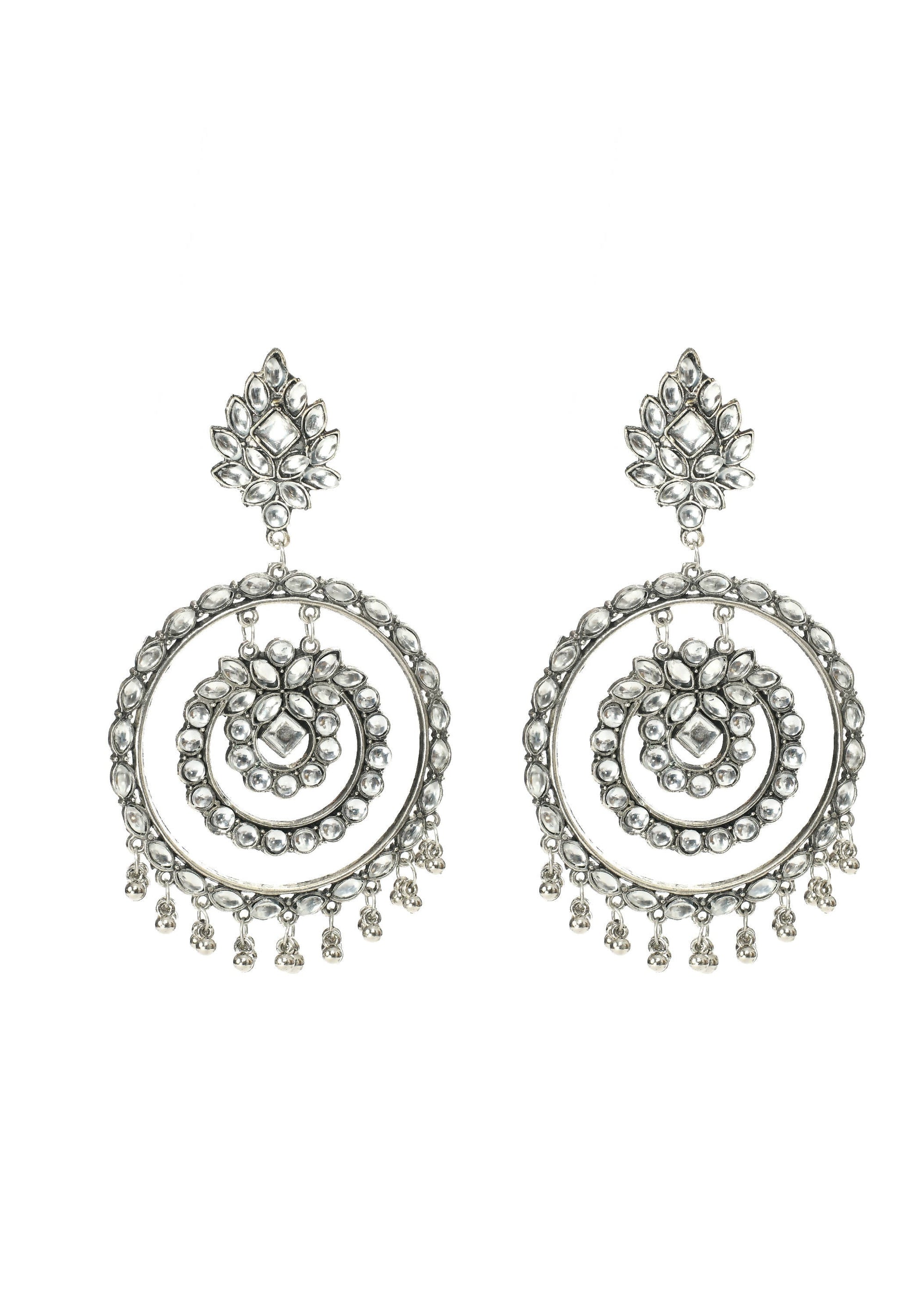 Mominos Fashion Johar Kamal Women's White Kundan Circles Earrings - Mominos Fashion