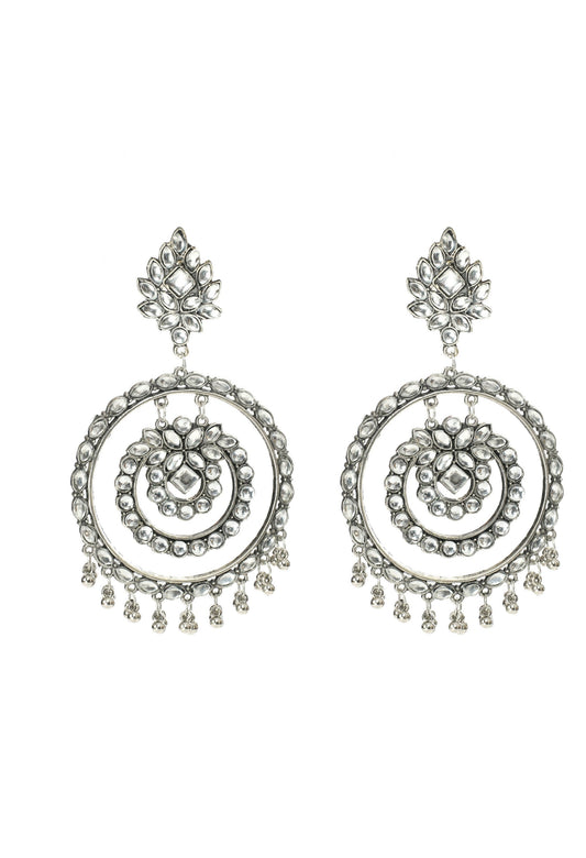 Mominos Fashion Johar Kamal Women's White Kundan Circles Earrings - Mominos Fashion