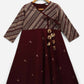 Ahalyaa Wine Crepe Glitter Print Kids Kurta For Girls | Swadesiicart