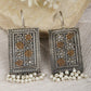 Joban Fashion Women White Beads Pattern Dual Tone Brass Earrings | Swadesiicart