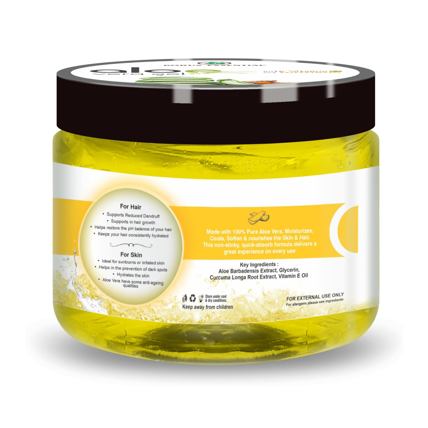 Korus Essential Aloe Vera Gel with Turmeric and Vitamin E - Swadesiicart
