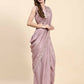 Pink Silk Satin Solid Ready to wear Saree with stitched Blouse - Satiksha | Swadesiicart