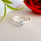VOJ white CZ-detail Stainless Steel Cubic Zirconia Silver Plated adjustable finger Ring | Swadesiicart