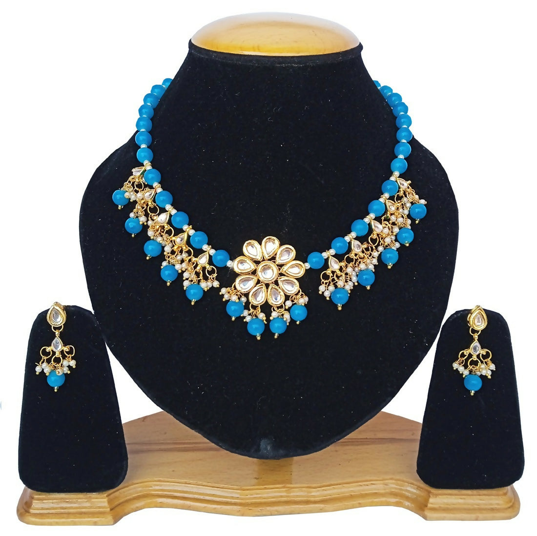 Joban Fashion Firozi kundan work Necklace Set | Swadesiicart