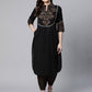 Ahalyaa Women Black Colour Pure Cotton Printed Kurta Pant Set | Swadesiicart