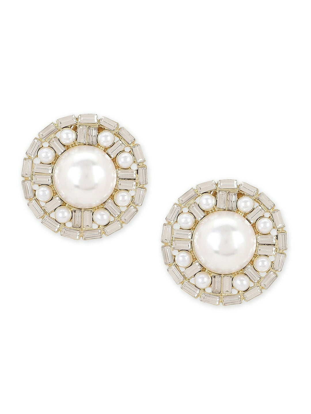 Round Pearl Earrings- Ruby Raang | Swadesiicart