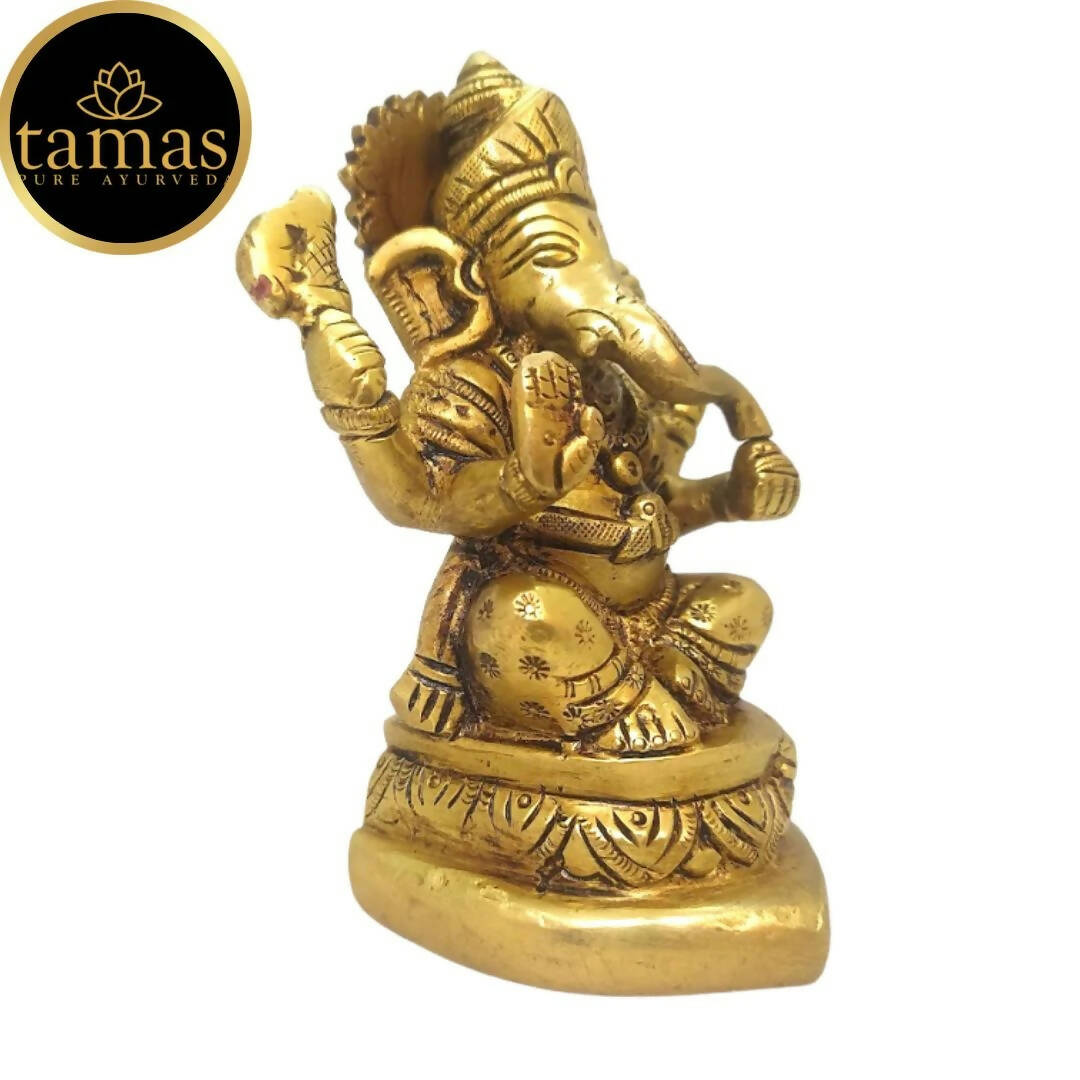 Tamas Brass Handmade Ganesh Statue | Good Luck & Prosperity | Golden - Swadesiicart