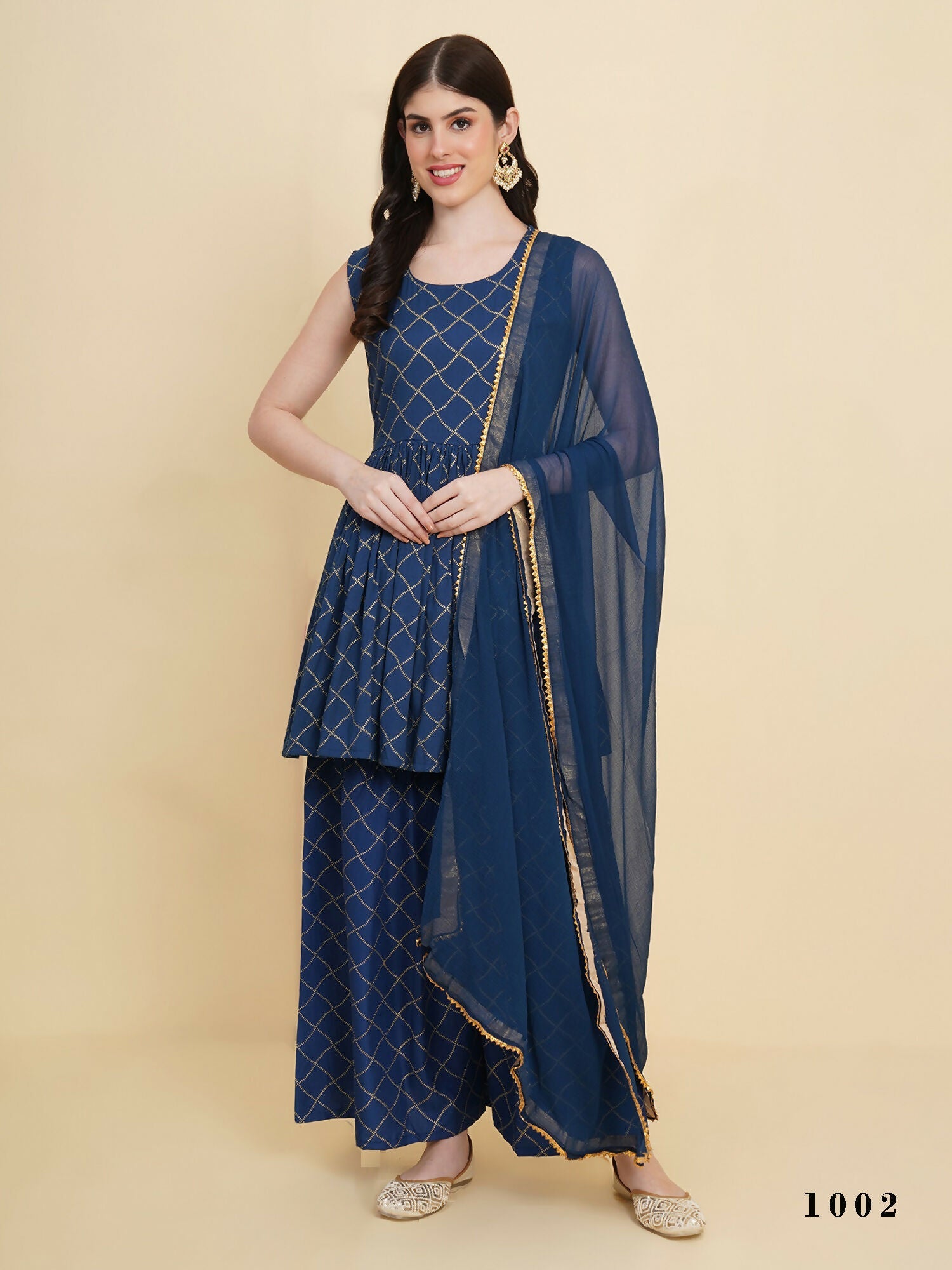 Designer Stylish Blue cotton Stitched Suit With Dupatta - Tanisha | Swadesiicart
