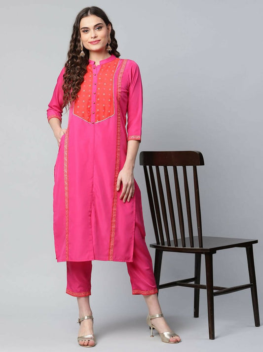 Ahalyaa Womens Pink Crepe Printed Kurtas | Swadesiicart