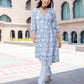 Jyoti Fashion Women's Sky Blue Pure Muslin Heavy Digital Printed Kurta Pant Set | Swadesiicart