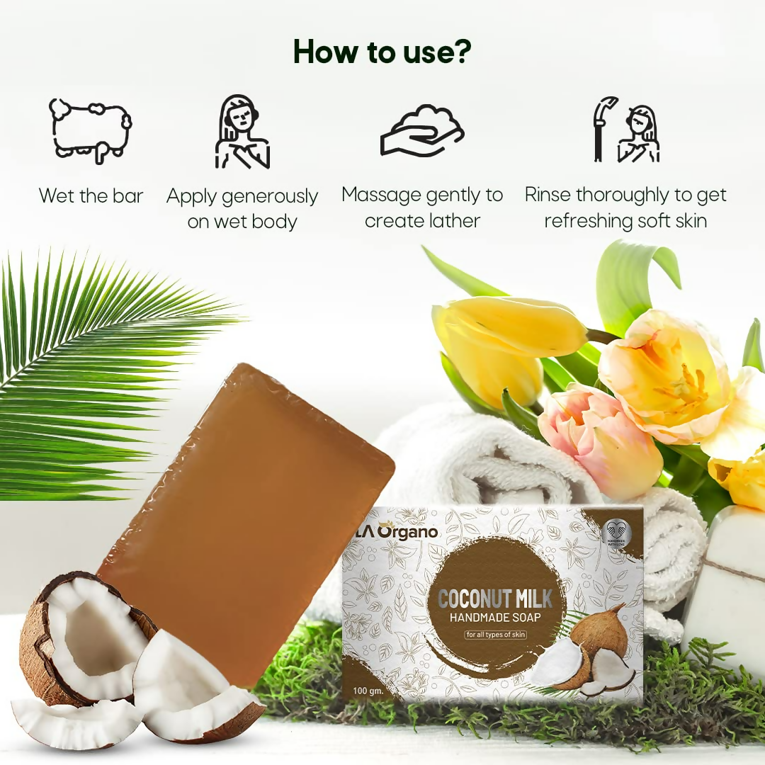LA Organo Coconut Milk Handmade Natural Bath Soap | Swadesiicart