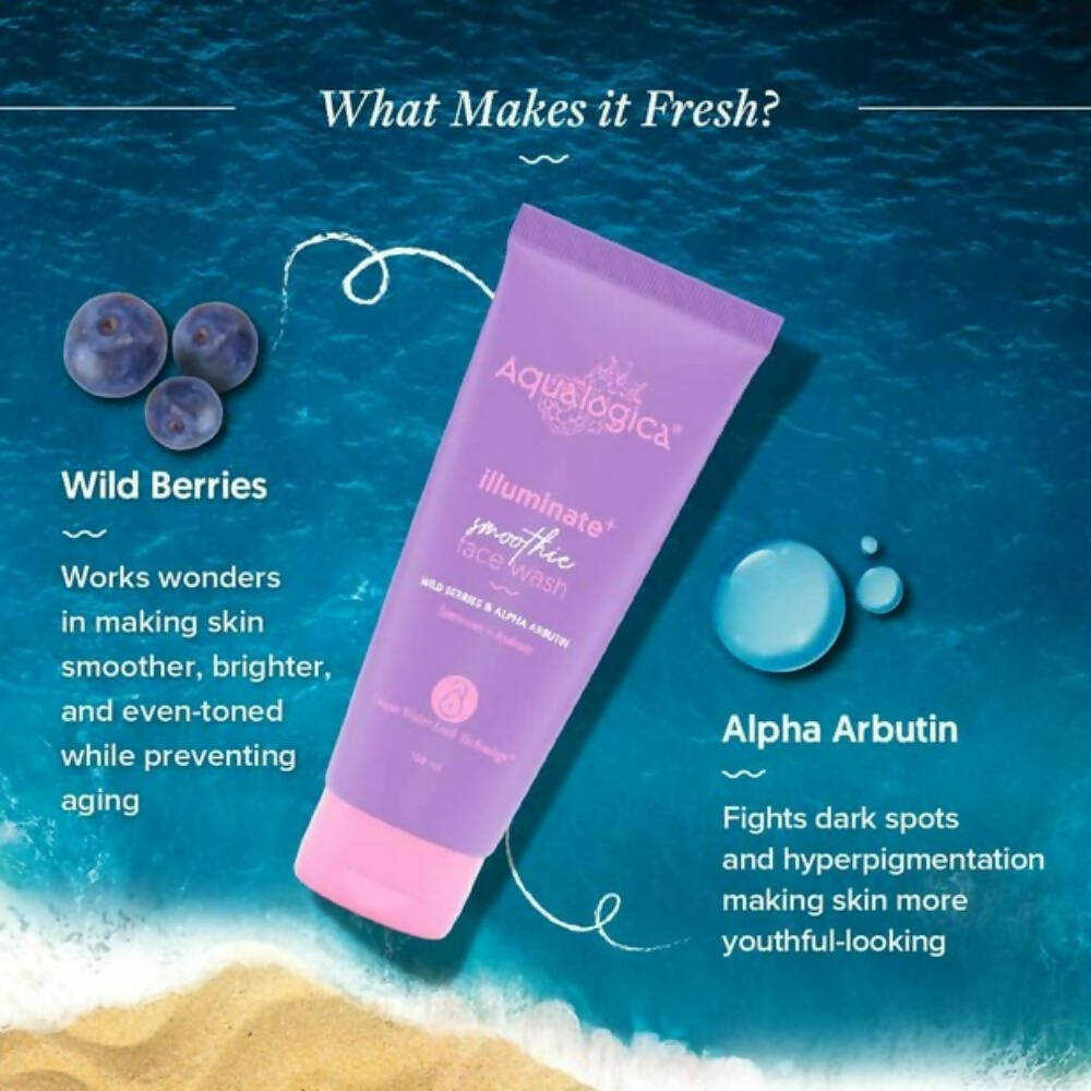 Aqualogica Illuminate+ Smoothie Face Wash With Wild Berries & Alpha Arbutin - Limited Time Offer - Swadesiicart