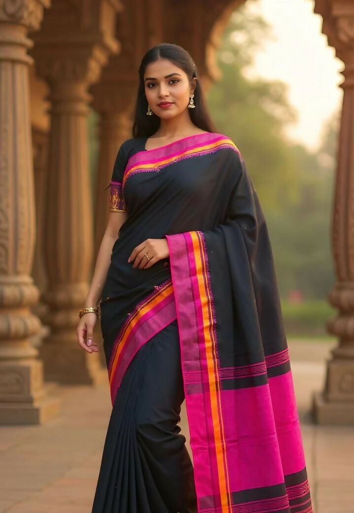 Exclusive Collection Block Print Pure Cotton Handloom Gorgeous Saree - Swadesiicart