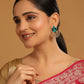 Nuyug 22K Gold Plated Turquoise Enamel Studded Indo-Western Floral Jali Statement Stud Earrings | Swadesiicart