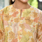 Vaasva Women's Lemon Yellow Organza Digital Printed Cord Set - Swadesiicart