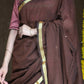 Very Much Indian Pure Cotton Handloom Saree With Intricate Borders - Brown | Swadesiicart