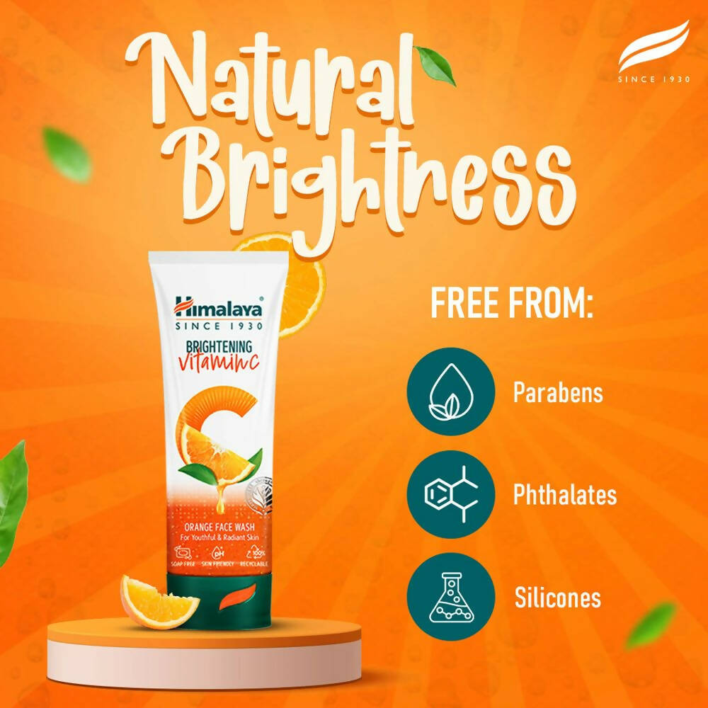 Himalaya Herbals Brightening Vitamin C Orange Face Wash - Swadesiicart