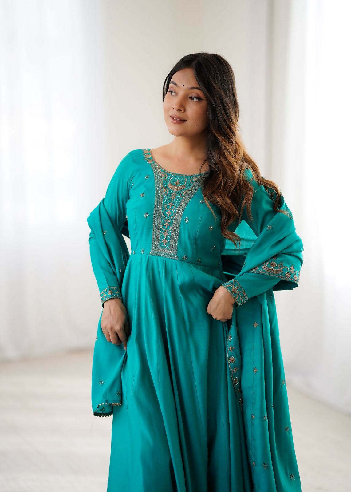 Joban Fashion Rama Kurta Set Chanderi Sequence Embroidery Work - Swadesiicart