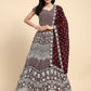 Brown Georgette Thread Embroidered Lehenga Choli with Dupatta - Tanya