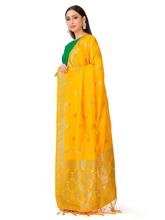 Mimosa Women's Gold Banarasi Art Silk Dupatta | Swadesiicart