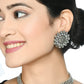Mominos Fashion Johar Kamal Oxidised Silver-Plated Brass Finish Kundan Choker For Women (Silver) | Swadesiicart