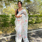 Vamsee Foolwarii White Organza Saree - Swadesiicart