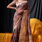 Vishnu Weaves Women's Coffee Tussar Silk Zari Woven Saree with Blouse - Swadesiicart