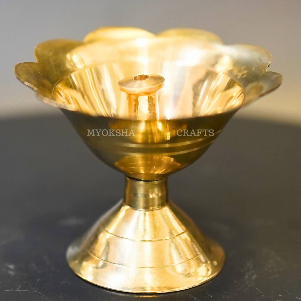 Brass Flower Diya - Swadesiicart