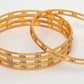 NVR Women's Set of 4 Gold-Polished CZ Stone-Studded Bangles - Swadesiicart