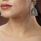 NVR Women's Set of 3 Silver-Toned German Silver Oxidised Dome Shaped Jhumka Earrings | Swadesiicart