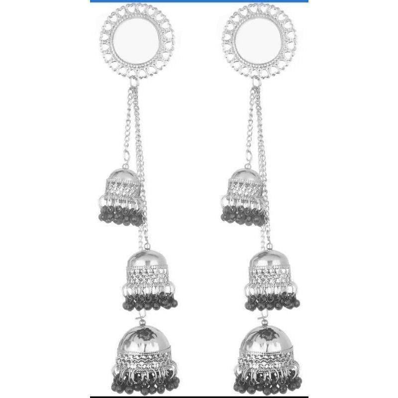 MS Fashion India Stylish Kashmiri Hanging Three Jhumkas And Mirror Earrings | Swadesiicart
