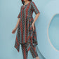 Joban Fashion Ikkat Printed Co Ord Set - Blue Red - Swadesiicart