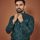 Anaita Teal Embroidered Cotton Straight Kurta