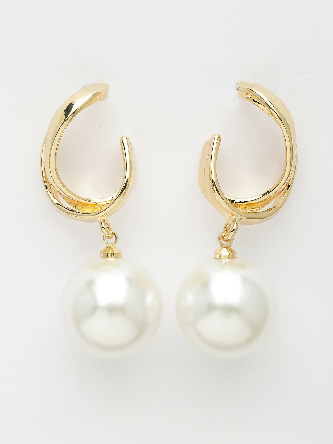 NVR Women's Gold-Polished Pearl Drop Earrings | Swadesiicart