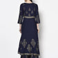 Aniyah Rayon Navy Blue Color Foil Print Anarkali Kurta (AN-192K)
