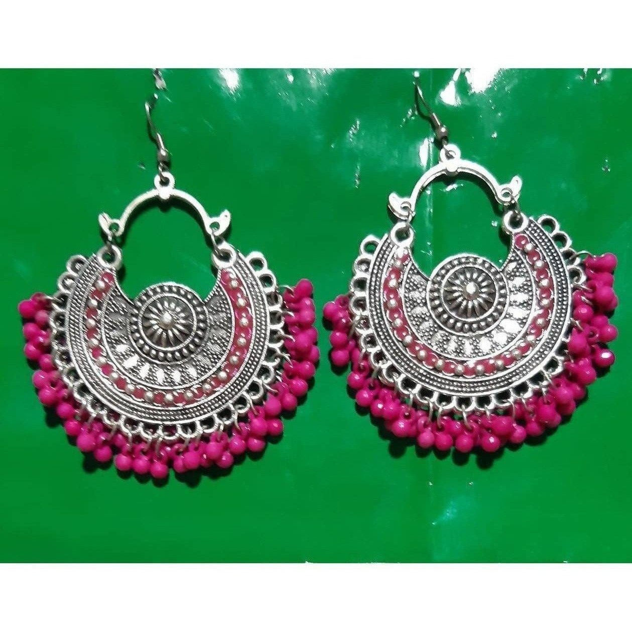 MS Fashion India Fancy Pink Pearls Chandbali Jhumka Earrings | Swadesiicart