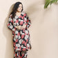 Breathables Black Floral Print Cotton Long Kurta Co-Ord Set Cotton