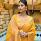 Vishnu Weaves Women's Yellow Cotton Silk Zari Woven Butta Work Saree with Blouse - Swadesiicart