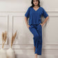 Joban Fashion Women's Royal Blue Co-Ord Set V Neck - Swadesiicart