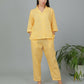 Breathables Women Cotton Checks Night Suit Shirt And Pants Co-Ord Set I Night Wear-Yellow