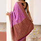 Joban Fashion Hot Pink Crepe Chiffon Pure Handloom Banarasi Silk Saree | Swadesiicart
