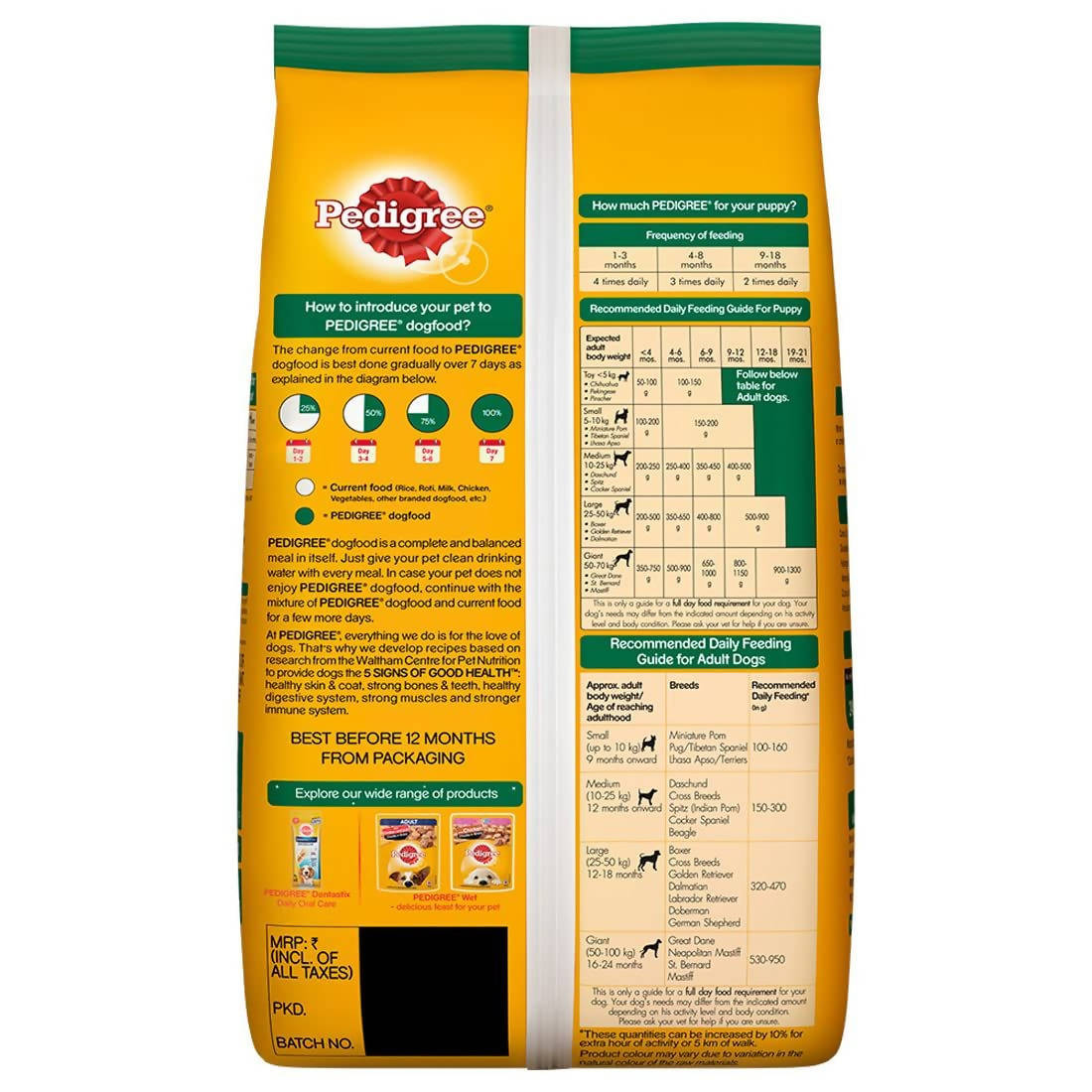 Pedigree Puppy & Adult Vegetarian Dry Dog Food - Swadesiicart