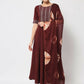 FIORRA Women's Maroon Poly Crepe Flared Kurta With Dupatta - Swadesiicart