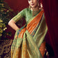 Vishnu Weaves Women's Orange Paithani Silk Saree with Blouse - Swadesiicart