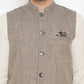 Even Apparels Brown Linen Men Woven Nehru Jacket | Swadesiicart